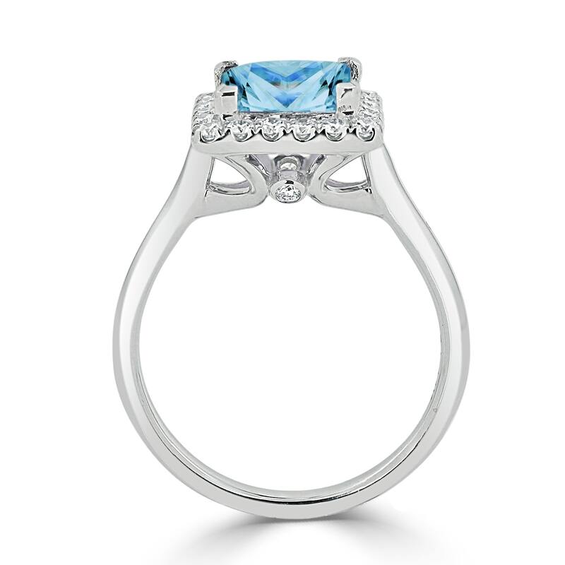 Auriya 1 3/4ct Princess-cut Sky Blue Topaz Halo Diamond Engagement Ring 1/3ctw 14k Gold