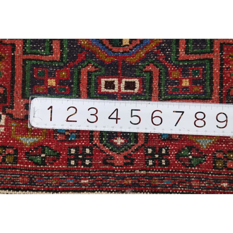 Tribal Geometric Gharajeh Persian Runner Rug Handmade Red Wool Carpet - 2'4"x 9'10"