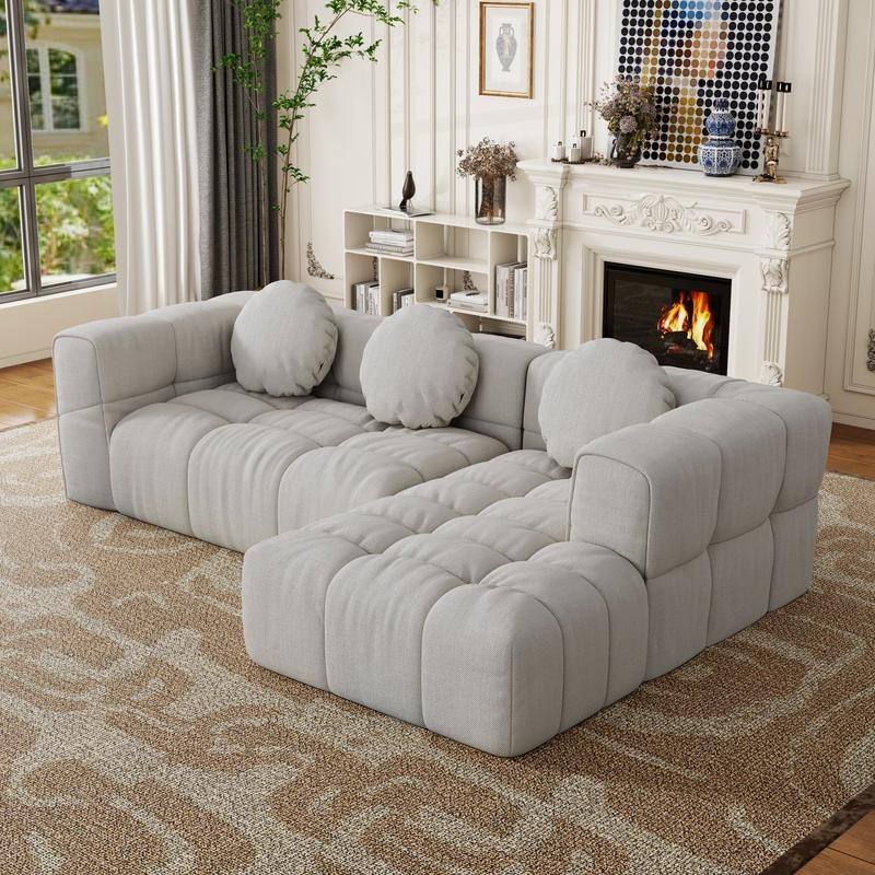103" L-Shaped Modular Sofa, Free Combination (Left and Right Facing) - Off-White - Right