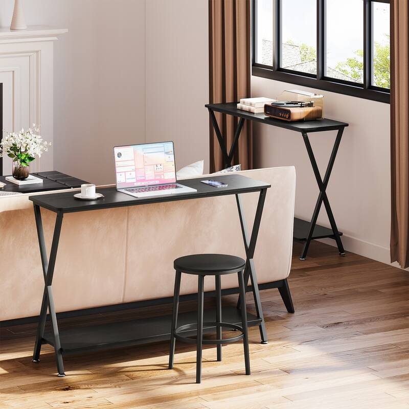 Sofa Tables Narrow Entryway Table with Storage Shelf and Metal Frame