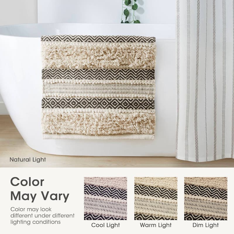 INK+IVY Asher Woven Texture Stripe Bath Rug