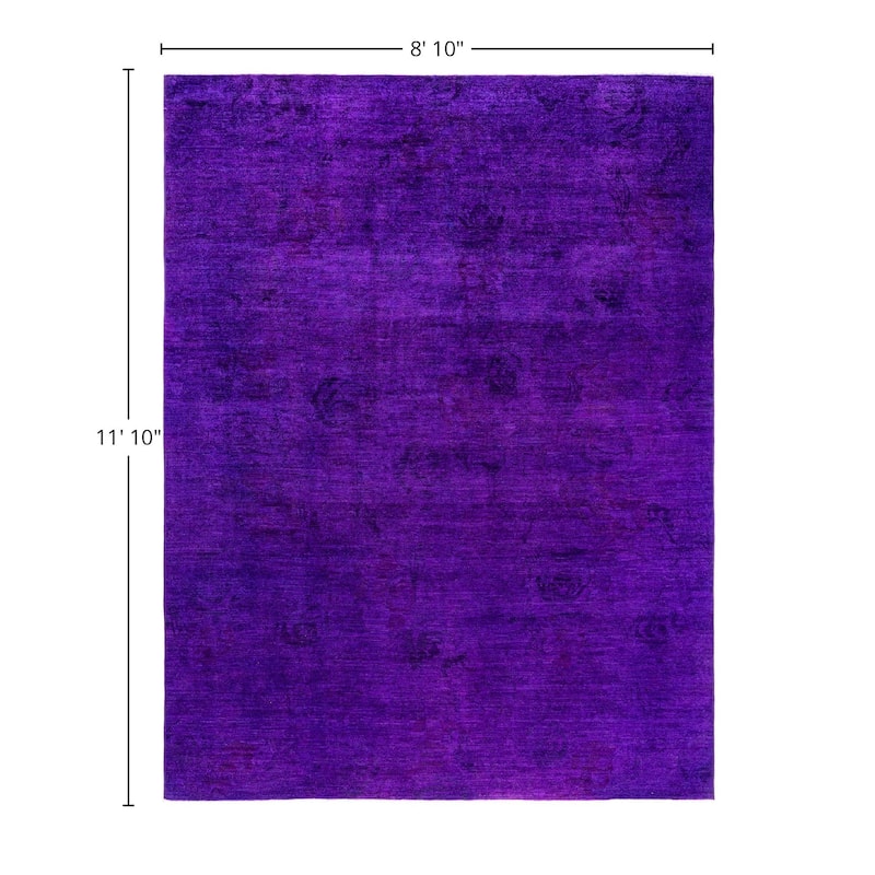 Overdyed One-of-a-Kind Hand-Knotted Area Rug - Purple - 8' 10" x 11' 10"