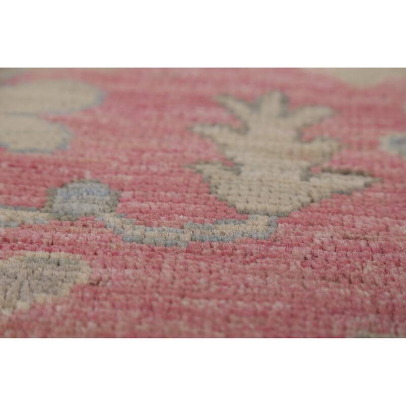 Pink Oushak Vegetable Dye Area Rug Handmade Wool Carpet - 6'0"x 8'8"