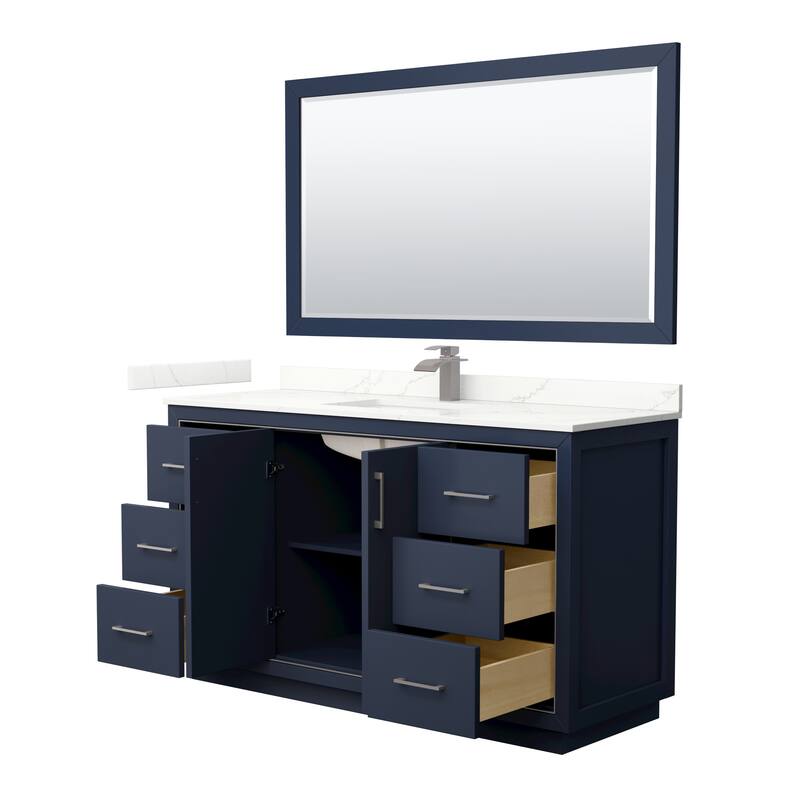 Icon 60-inch Single Vanity, Quartz Top, 58-inch Mirror