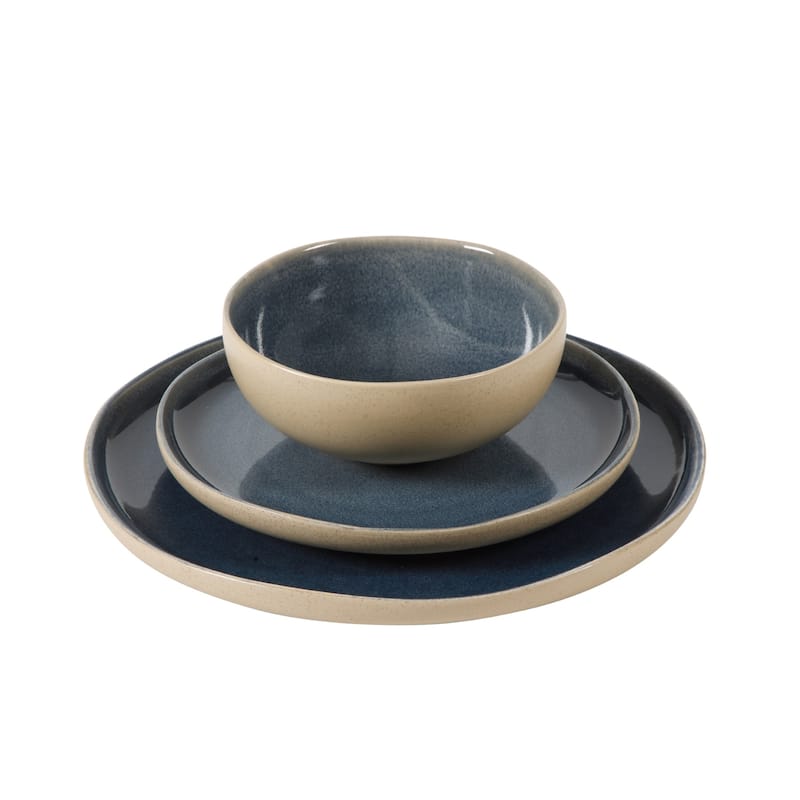 Gibson Elite Manila Bay 16-Piece & 12-Piece Stoneware Reactive Glaze Modern Artisan Dinnerware Set, Service for 4