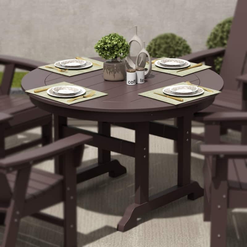 Polytrends Laguna Hdpe All Weather Outdoor Patio 47" Round Dining Table - Dark Brown