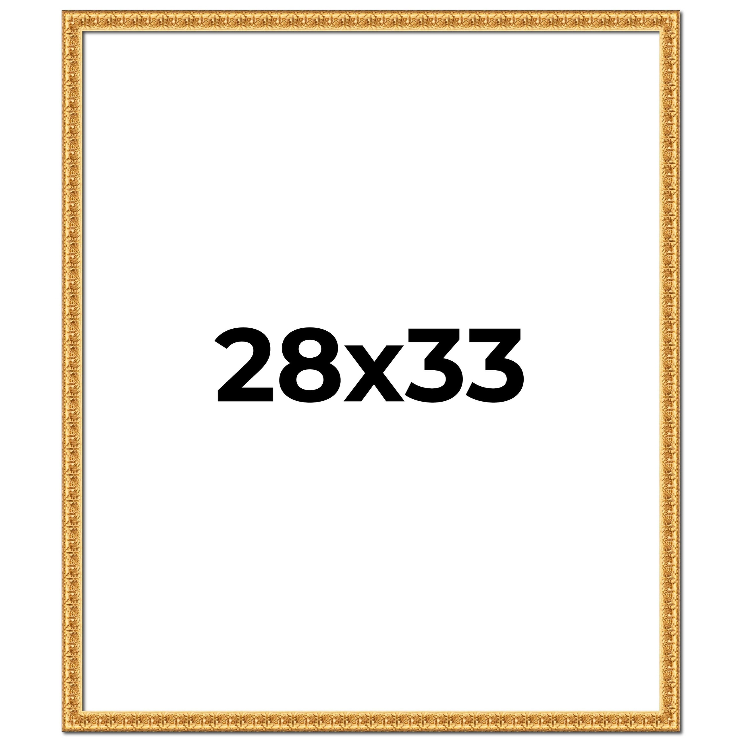 28x33 Frame Gold Real Wood Picture Frame Width 1 inches | Interior