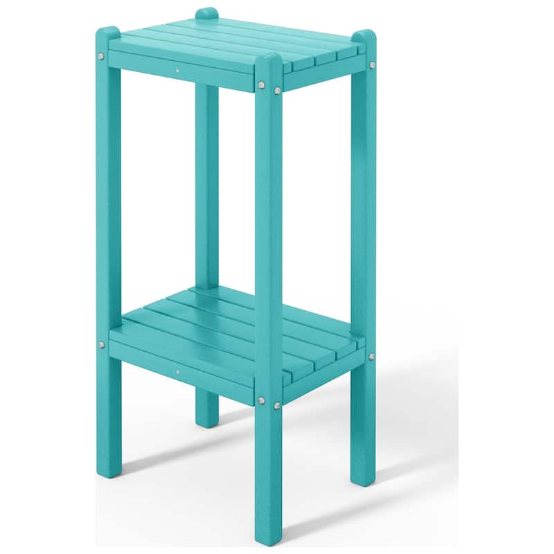 Polytrends Laguna Hdpe All Weather Outdoor Patio Two Shelf Square Table