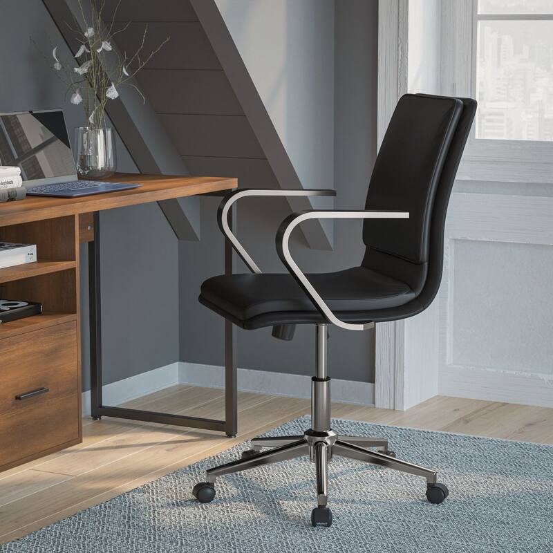 Designer Executive Swivel Office Chair with Arms - Black/Chrome