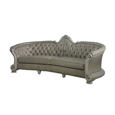 Adison Vintage Bone White Button-Tufted Sofa with Nailhead Trim