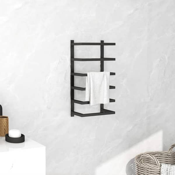 slide 2 of 24, vidaXL Towel Holder Wall Mounted Towel Storage Holder Rack for Bathroom Steel Black 9.4" x 4.7" x 18.9"