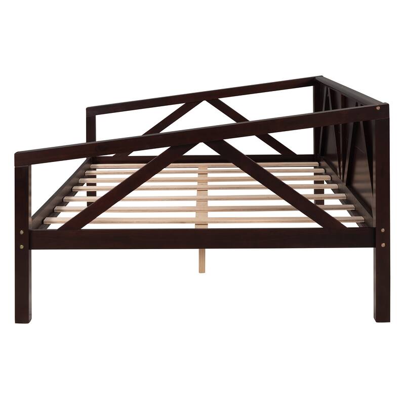 Full Size Daybed with Solid Wood Slats Support, Sturdy Triangle