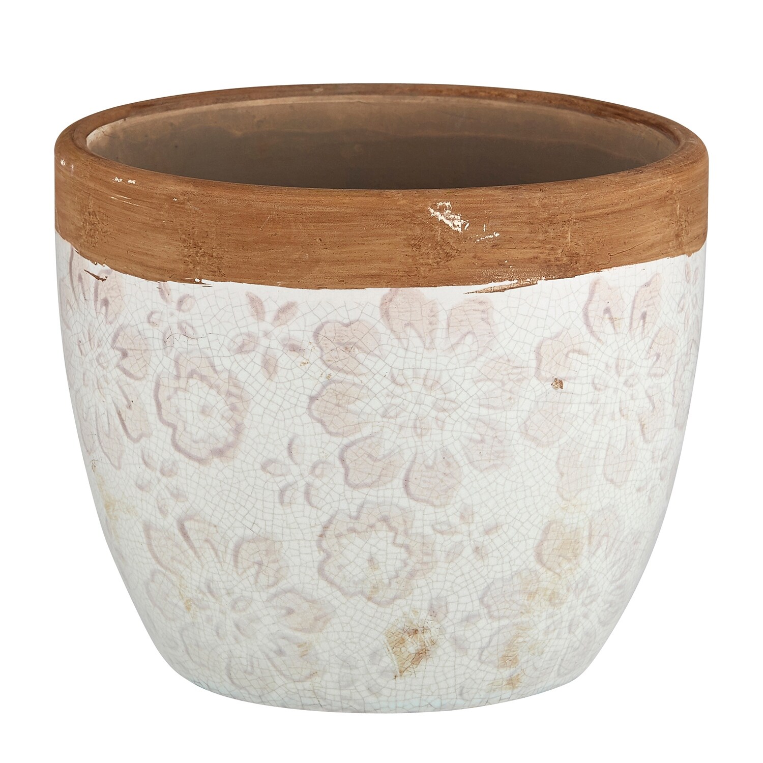 8 Cream And Beige Unique Round Ceramic Flower Pot Overstock 31713742