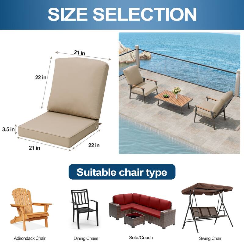 Pellebant 22 x 21 x 3.5 in Patio Deep Seat Chair Outdoor Cushion Set