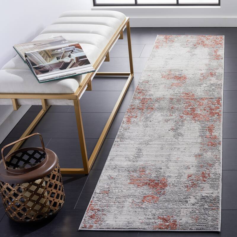 SAFAVIEH Invista Lourdes Modern Abstract Rug - 2' x 8' Runner - Grey/Light Grey