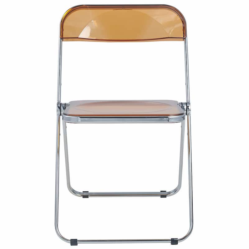 LeisureMod Lawrence Acrylic Folding Dining Chairs and Dining Table Set
