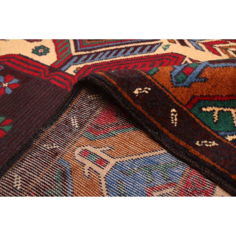 ECARPETGALLERY Hand-knotted Teimani Cream, Red Wool Rug - 3'4 x 6'0