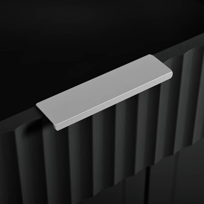 Lenom MDF Fluted Kitchen Island with Trash Can and Power Outlet(49-in x21-in x36-in)