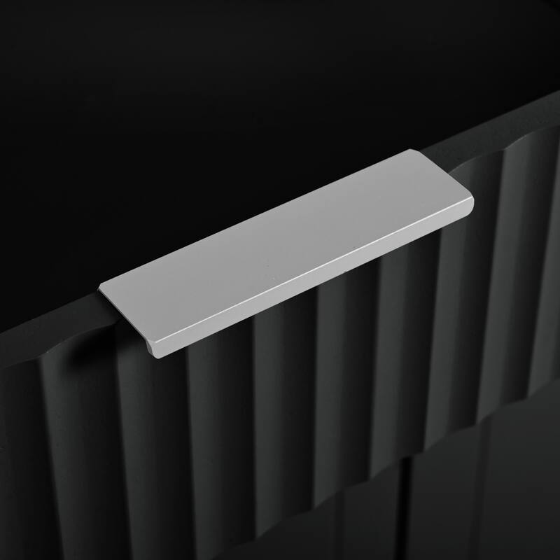 Roomfitters 48" Rolling Kitchen Island with Tilt-Out Trash Can Cabinet, Mobile Cart with Power Outlets, Fluted Drawers, White