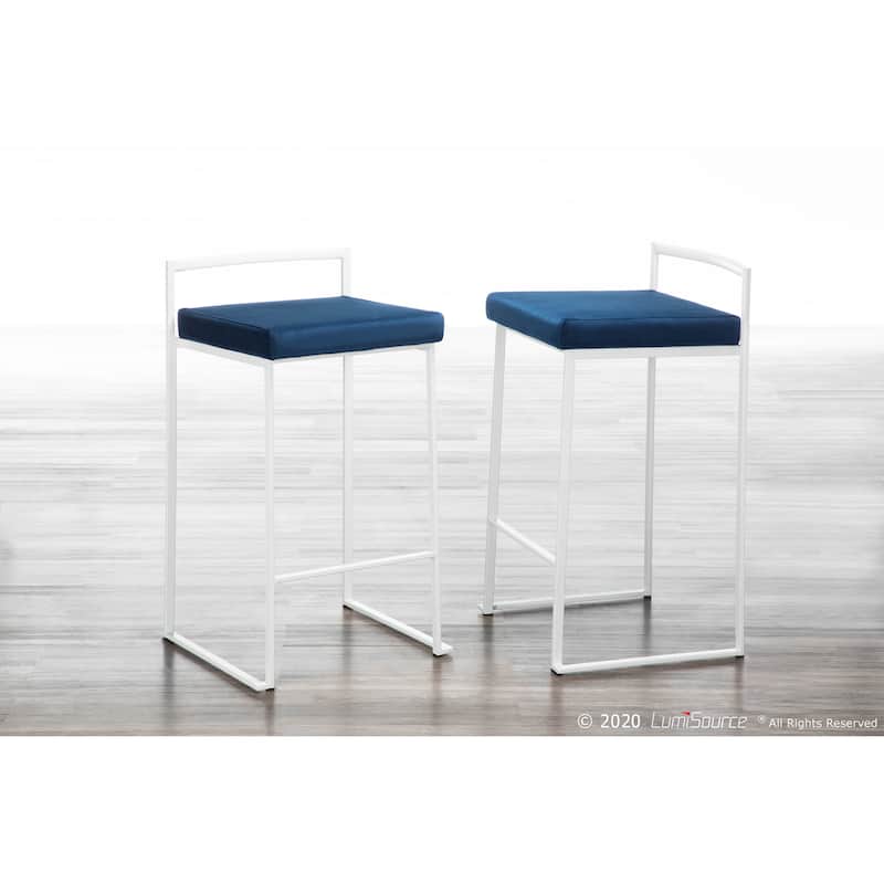 Porch & Den Forrest White Stackable Fully Welded Counter Stool (Set of 3)
