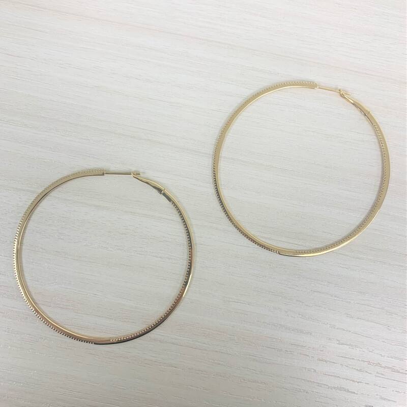Joelle Collection Inside Out Diamond Round Hoop Earrings 2.5" Inches 14K Gold 3/4ct TDW