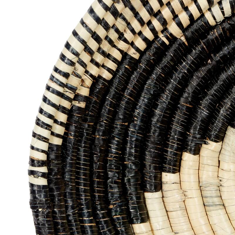 Seagrass Plate Handmade Spiral Basket Home Wall Decor - Set of 3 Black - Roche River Decor