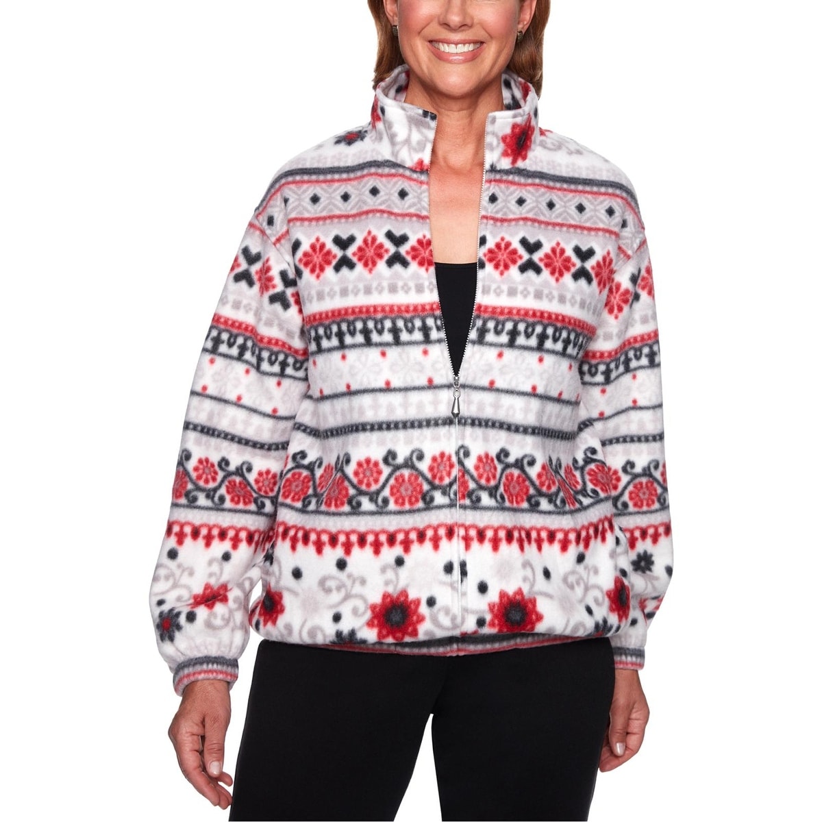 Shop Alfred Dunner Womens Petites Biadere Fleece Jacket Winter