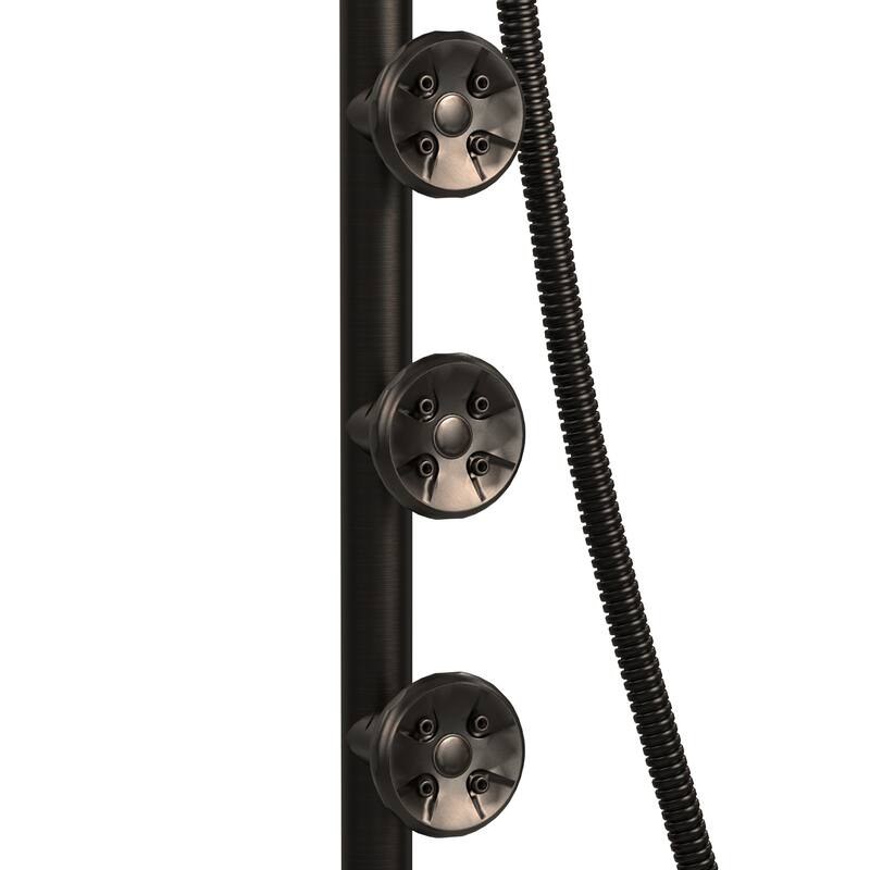 Lanai 8-in Rain Showerhead with 3-Body Jets Pivoting Shower Arm and Multi-function Handshower Oil Rubbed Bronze