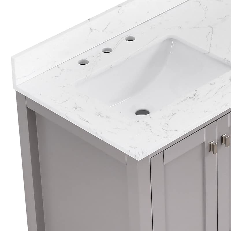 StarrySky 60 inch Undermount Double Sink Bathroom Vanity with Engineered Carrara Marble Top