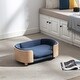 preview thumbnail 18 of 29, Velvet Cushion Chair With Solid Wood legs and Bent Wood Back/Pet Sofa Blue