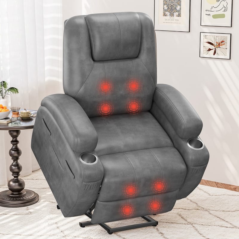 LACOO Power Lift Recliner PU Leather Reclining Chair with Massage