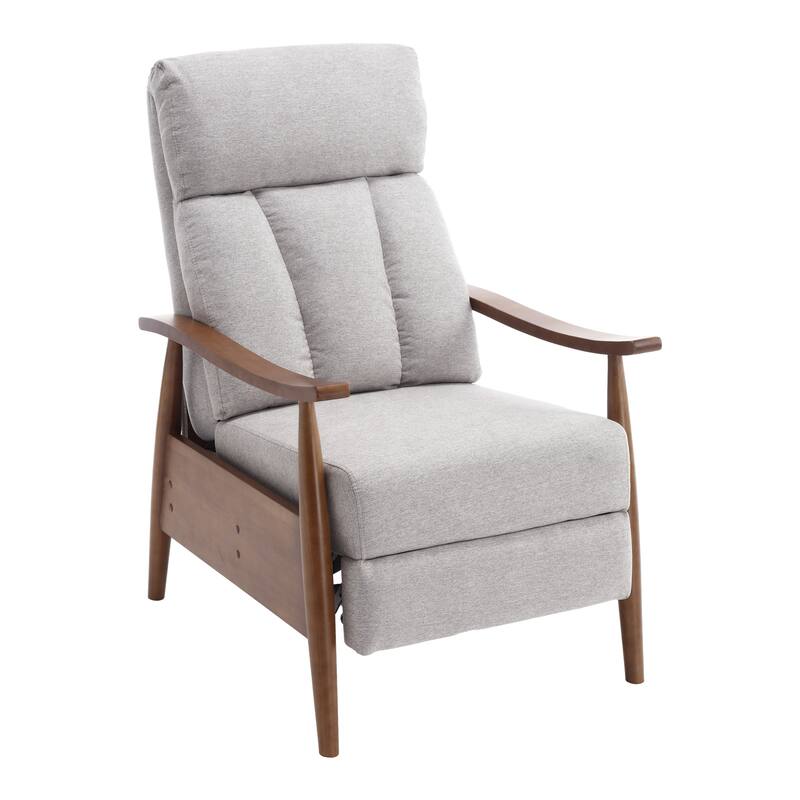 Light Gray Modern 26.38" Upholstered Adjustable Chaise Lounge Chair with Wood Frame for Living Room