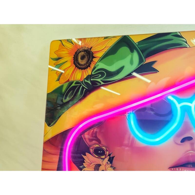 Fashion Girl LED Wall Art - Acrylic Lighted Artwork with Neon Effect, Stylish Illuminated Picture