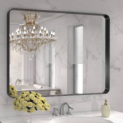 60x28 Inch Black Aluminium Frame Bathroom Mirror