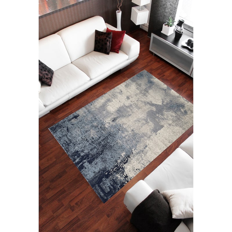 Noori Rug Lagoon Alice Distressed Abstract Modern Area Rug - 5'0" x 8'0" - Grey/Blue