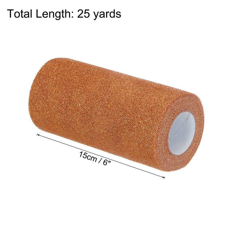 6" Sequin Tulle Ribbon Rolls Glitter Sparkly Netting Fabric for Gift - Orange - 25 Yards