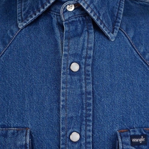 denim shirt with pearl snaps