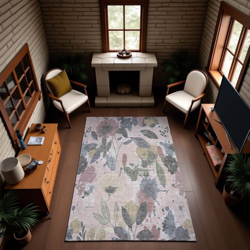 Premium Washable Super Soft Floral Mayfield Rug - Blush - 5' x 7'6"