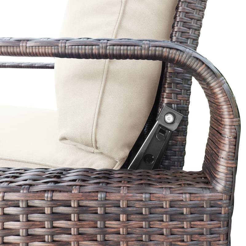 Automatic Adjustable Wicker Beige+Brown Recliner Chair with Comfy