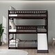 preview thumbnail 2 of 17, Full-Over-Full-Over-Full Triple Bed with Built-in Ladder and Slide , Triple Bunk Bed with Guardrails, Espresso