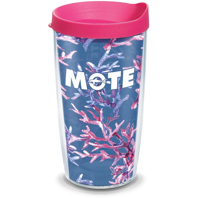 Tervis Mote Marine Aquarium Coral Pattern Made in USA Double Walled Insulated Travel Tumbler, Classic - 16oz