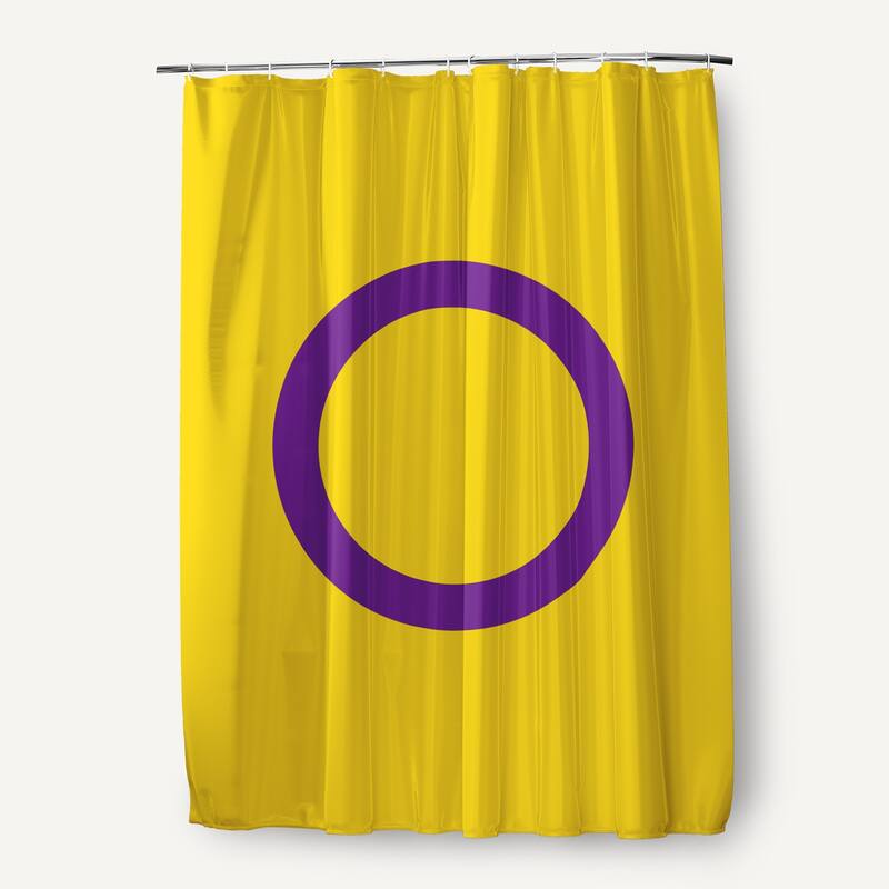 Inclusive Pride Flag Durable Poly Shower Curtain - Intersex