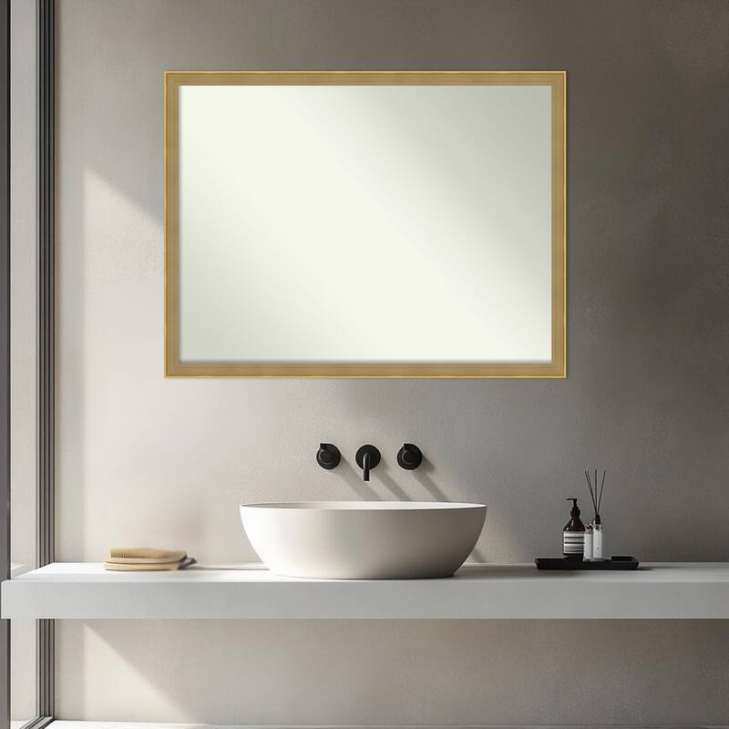 Incline Non-Beveled Wood Framed Bathroom Vanity Wall Mirror