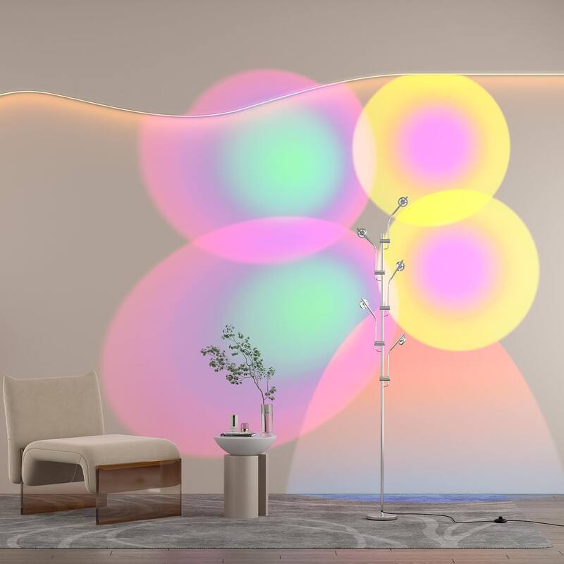 Multi Head Halo Projector Floor Lamp with RGB Filters - 71" H - 71" H