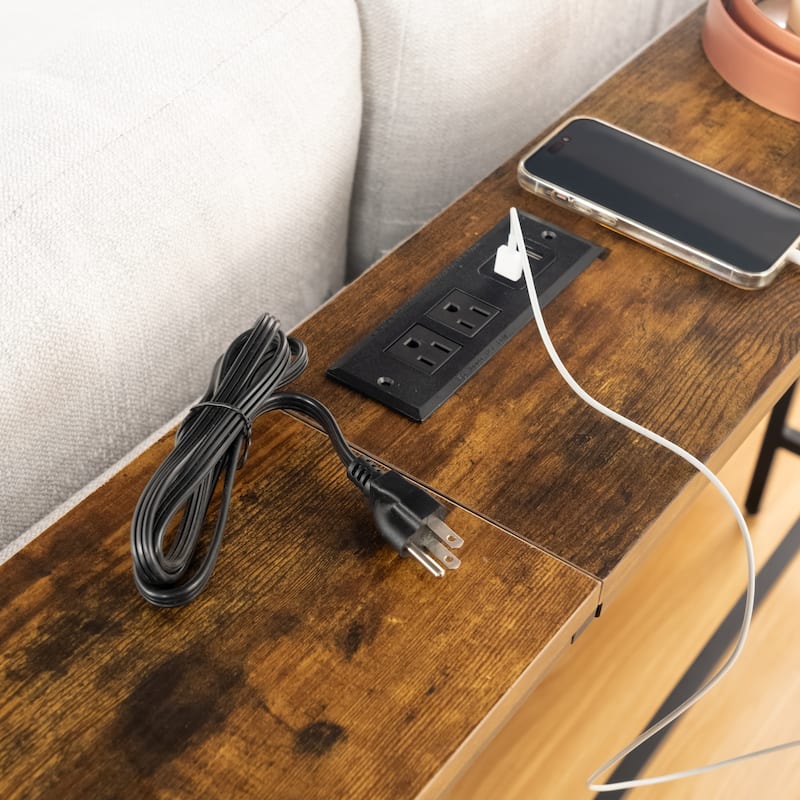 Homylin Slim Console Table with Charging Station, Narrow Entryway Table, 70.8-Inch