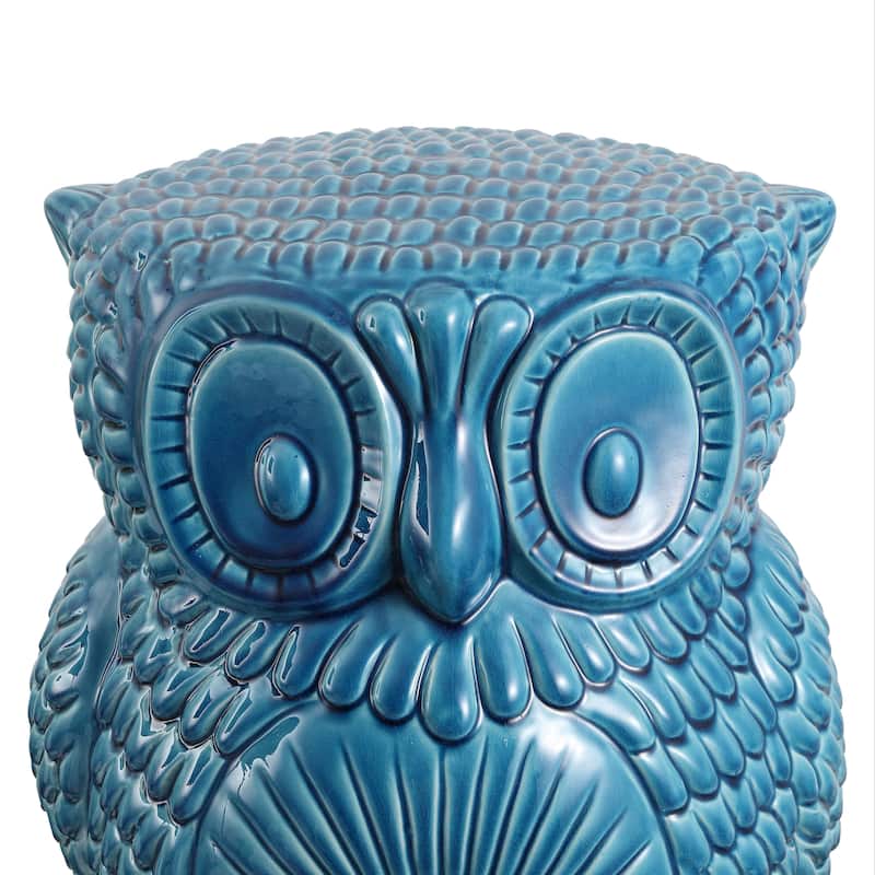 Millie 17.5" Classic Vintage Ceramic Indoor/Outdoor Owl Garden Stool, By JONATHAN Y