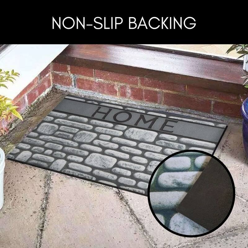 Outdoor Front Door Mat 30x18 Inch Rubber Rug with 'Home' Design