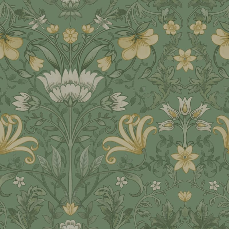 Vintage Floral Non-Pasted Wallpaper – 396 in x 20.8 in - Green