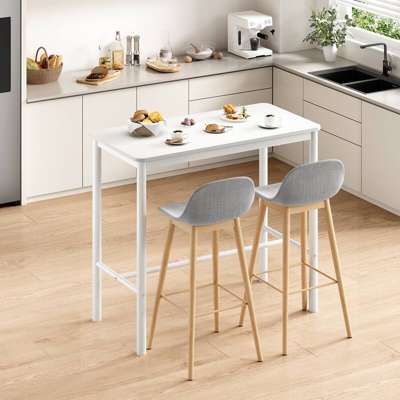 47 inch Counter Height Bar Table, Rectangular Dining Counter Tables with Metal Legs