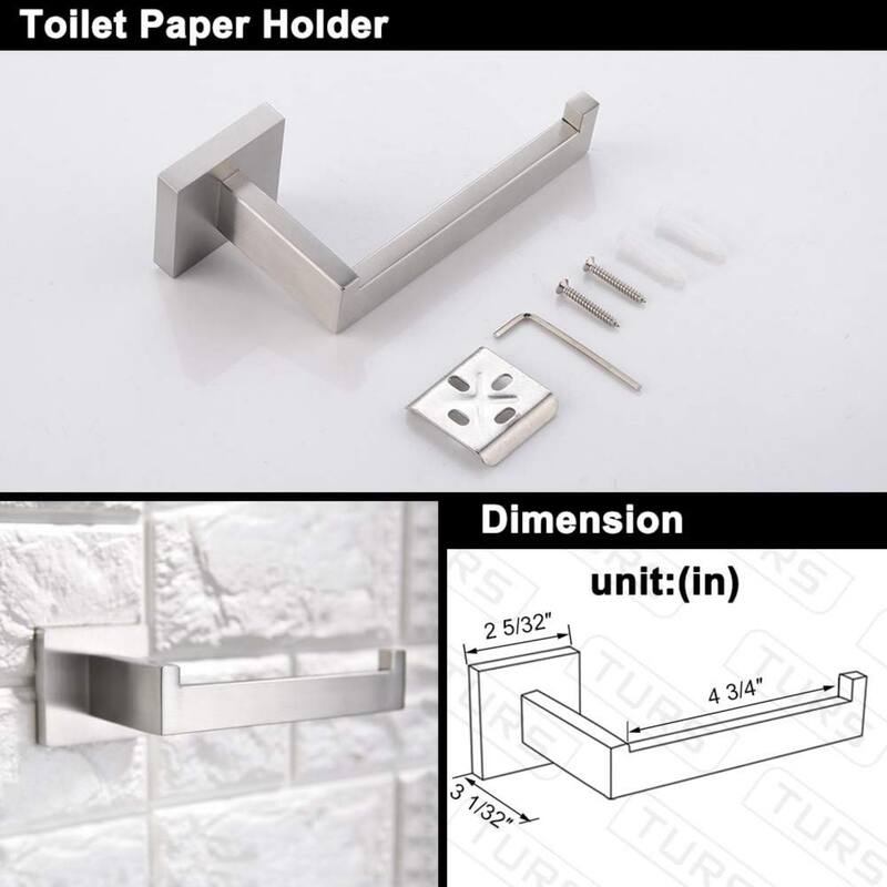 (Brushed) 4-Piece Bathroom Hardware Set 16 Inch Towel Bar Set, High Quality Stainless Steel.
